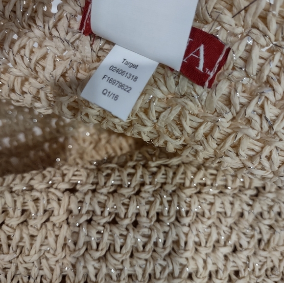 NWOT Merona Straw Packable Shoulder Bag w/Silver & Leather Straps Beach/Travel - Picture 4 of 9